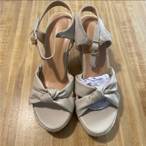 ZodyBoer Womens High Heel Espadrille Platform Wedges Sandals with Bow Tie NWOT 9 - Picture 4 of 10